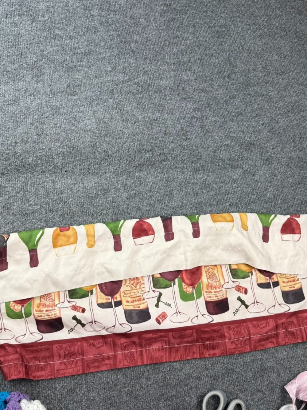Wine Bottles Glasses Window Valance Kitchen Rod Pocket Curtain 58x13 Bistro Bar